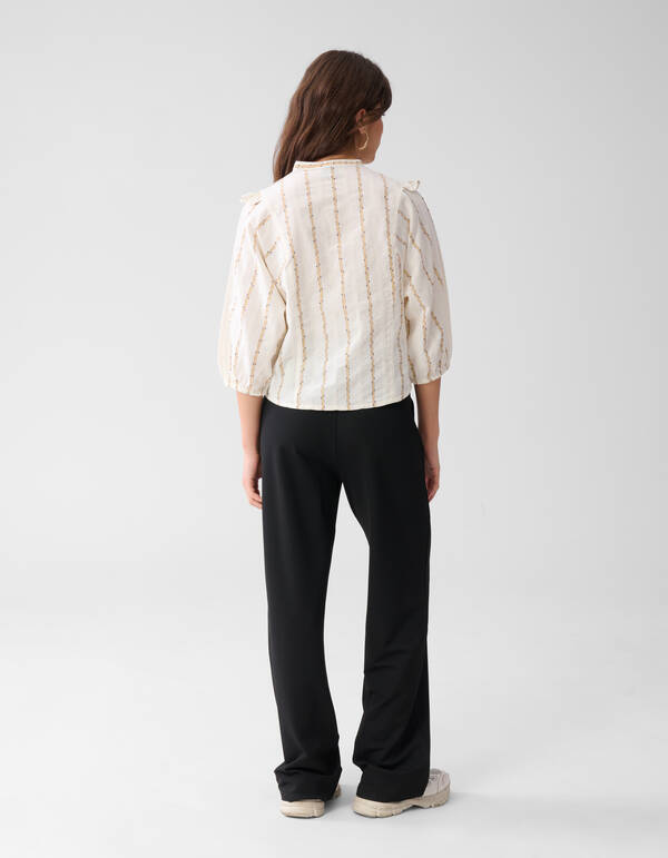 Jacquard-Bluse mit Rüschen Off White SHOEBY WOMEN