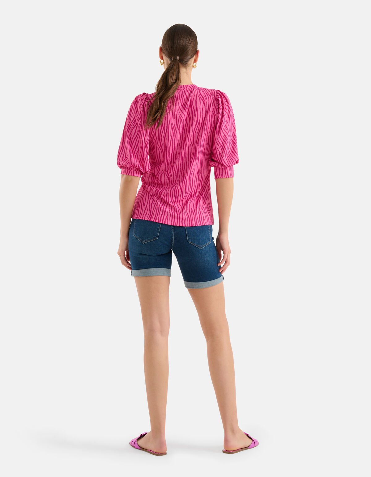 Zebra-Print Rippen-Top Rosa SHOEBY WOMEN