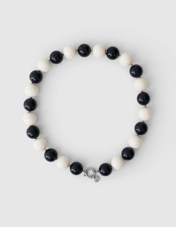 Runde Perlenkette Schwarz/Wei&szlig; SHOEBY ACCESSOIRES