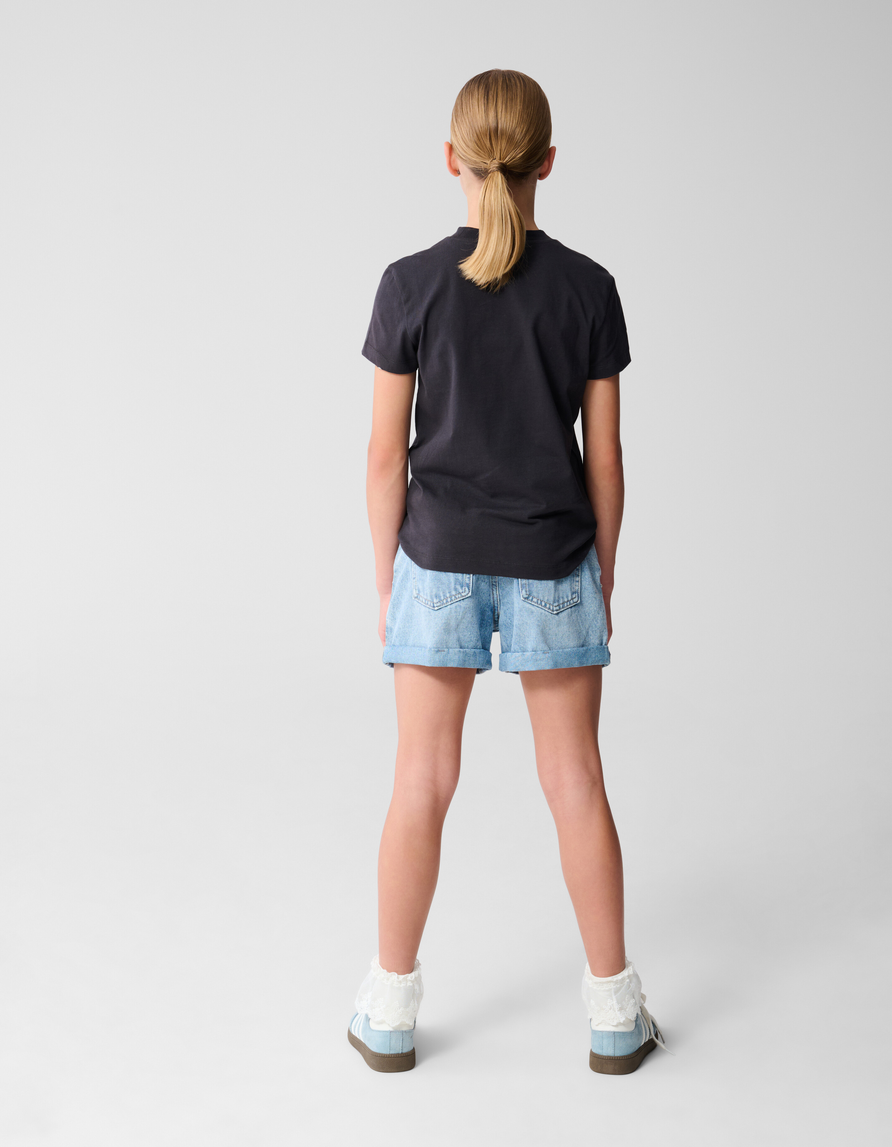 Besticktes Herz-T-Shirt Dunkelgrau SHOEBY GIRLS