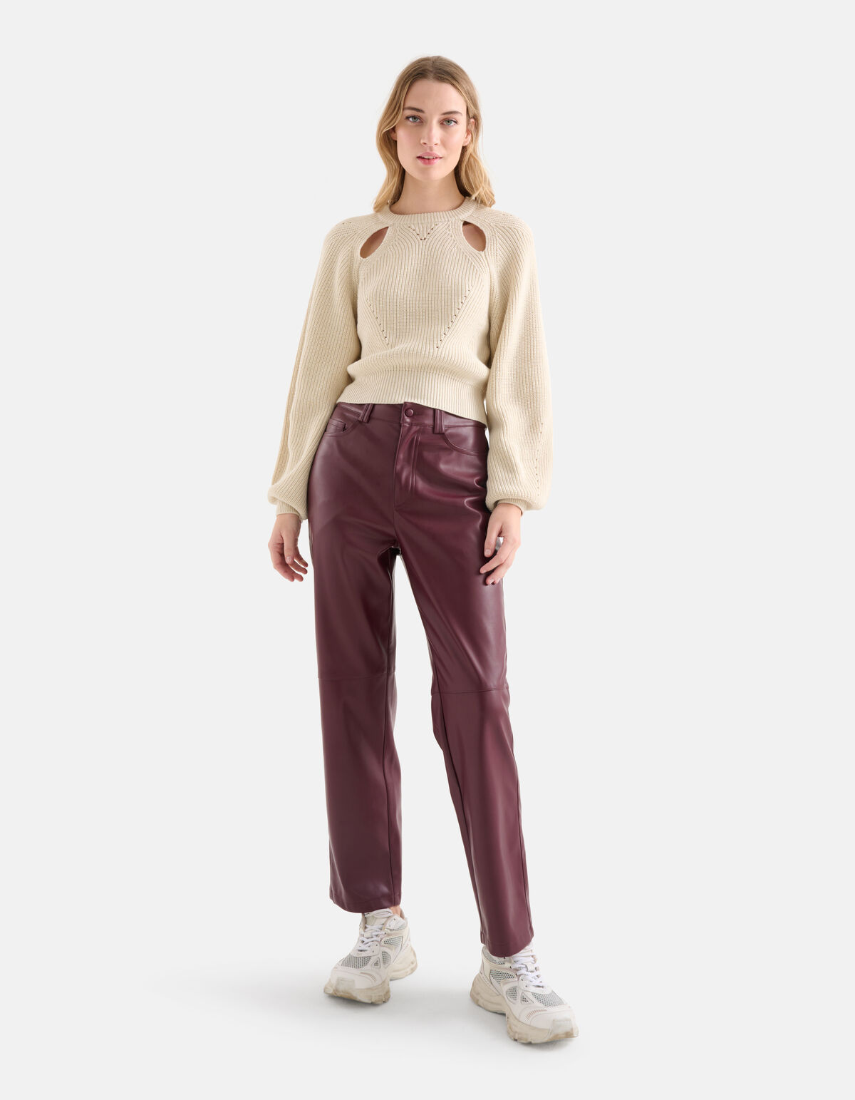Gerade Hose aus Veganleder Dunkelrot SHOEBY WOMEN