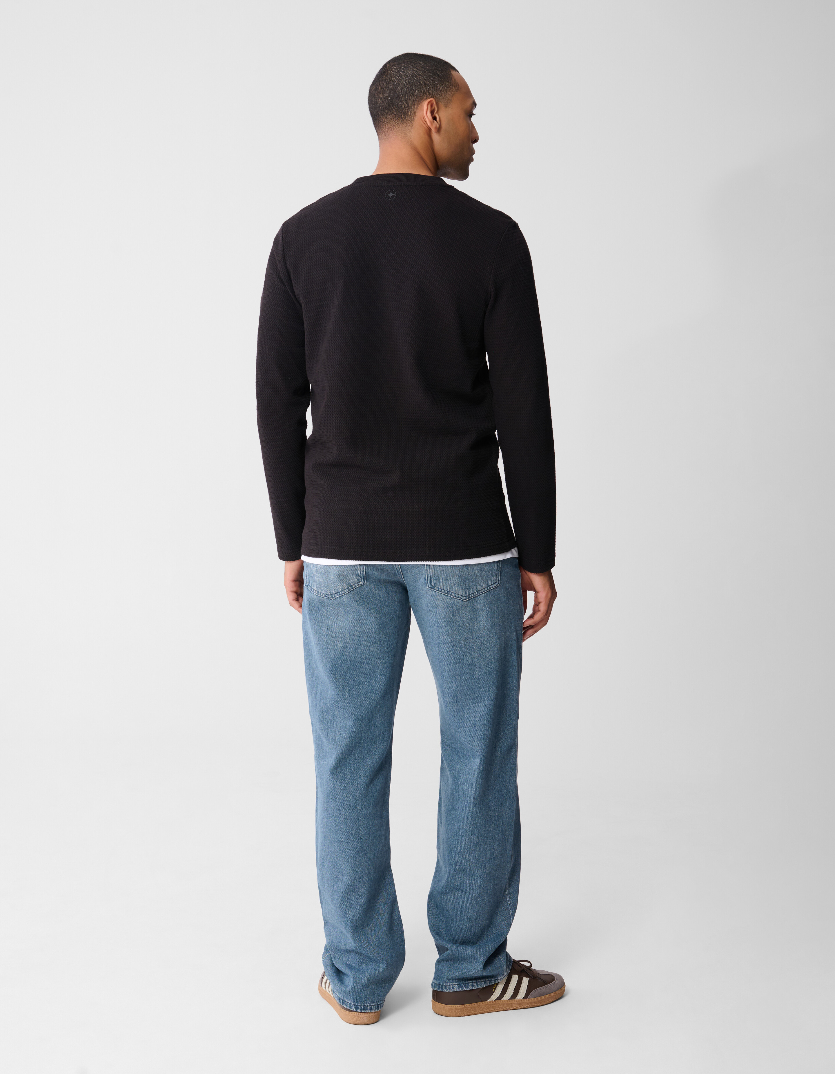 Structure Langarm T-Shirt Dunkelbraun SHOEBY MEN