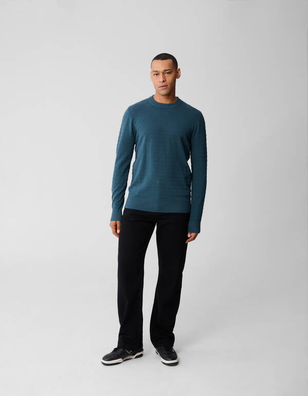 Strukturierter Strickpullover Dunkelgrün SHOEBY MEN