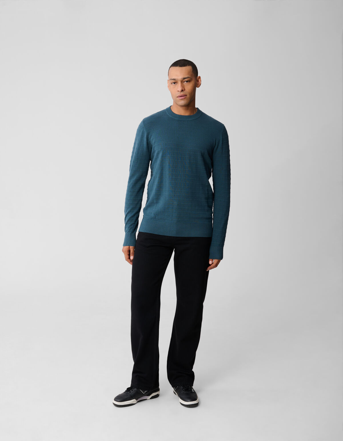 Strukturierter Strickpullover Dunkelgrün SHOEBY MEN