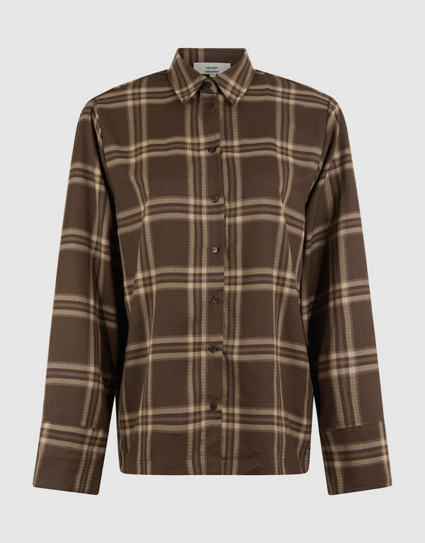 Übergroße Karobluse Braun von Monica SHOEBY WOMEN