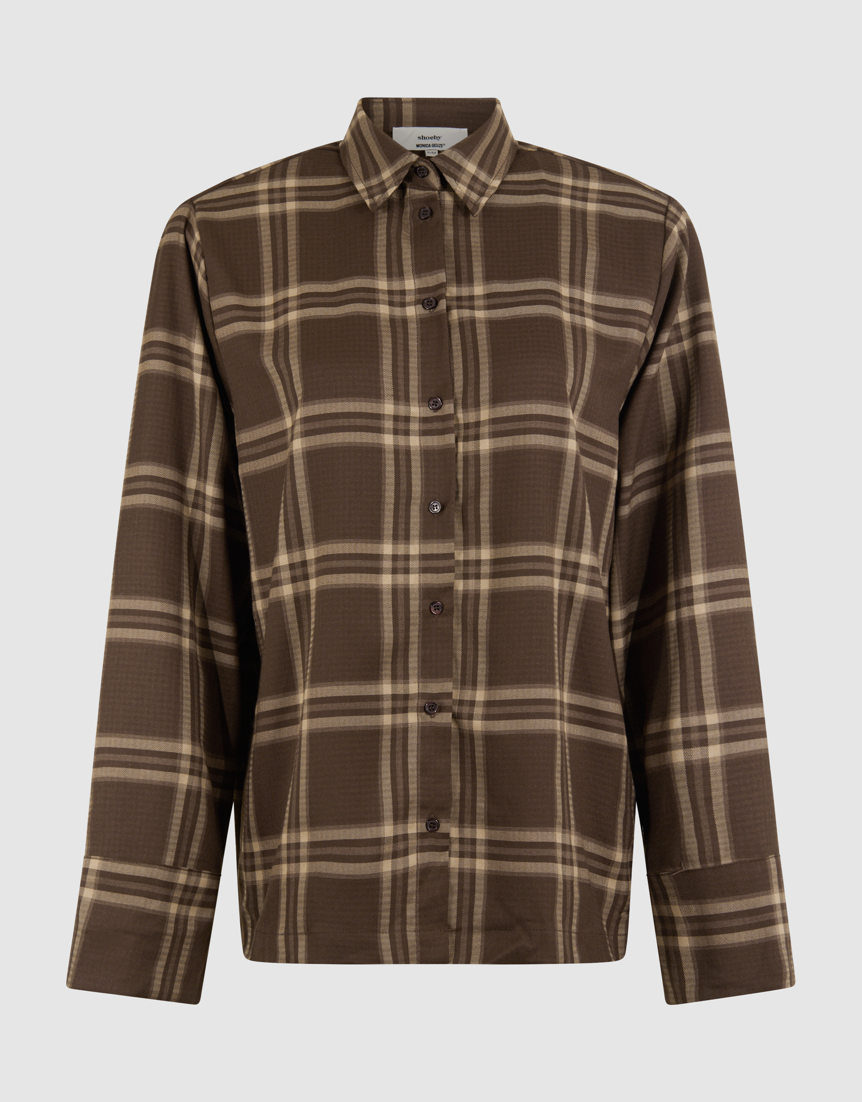 Übergroße Karobluse Braun von Monica SHOEBY WOMEN