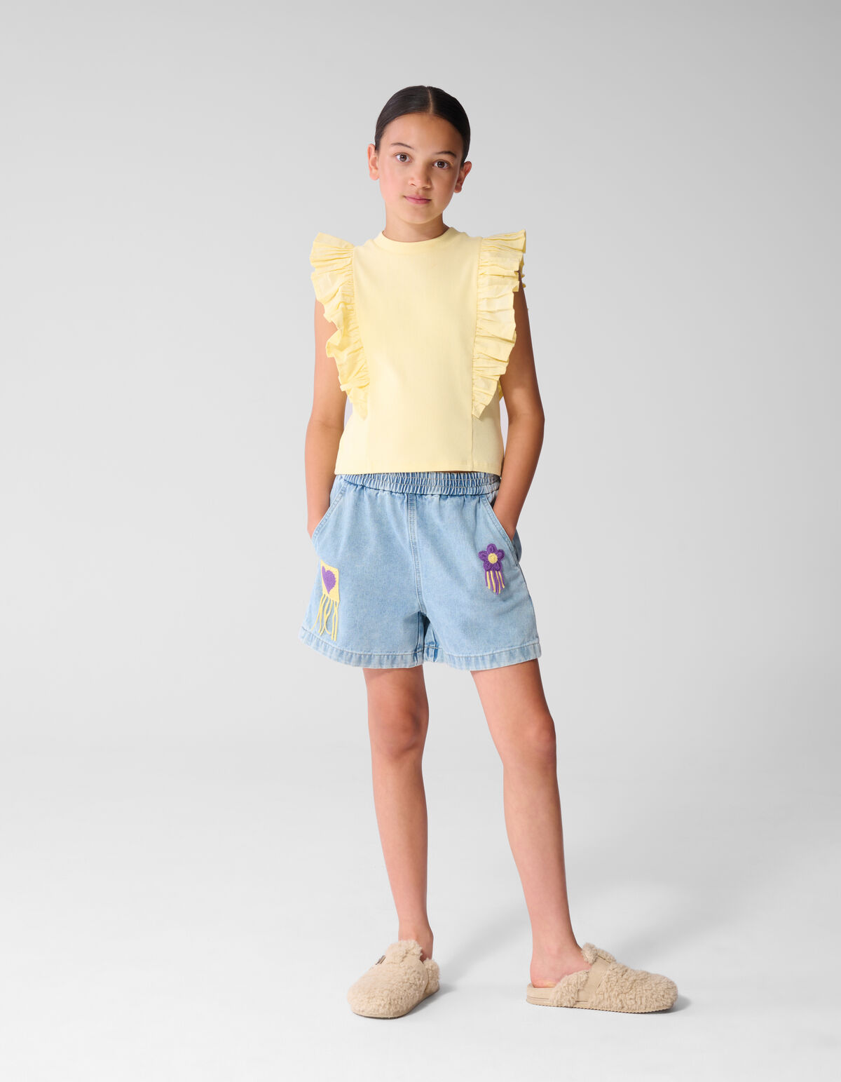 Crochet Denim Short Blauw SHOEBY GIRLS