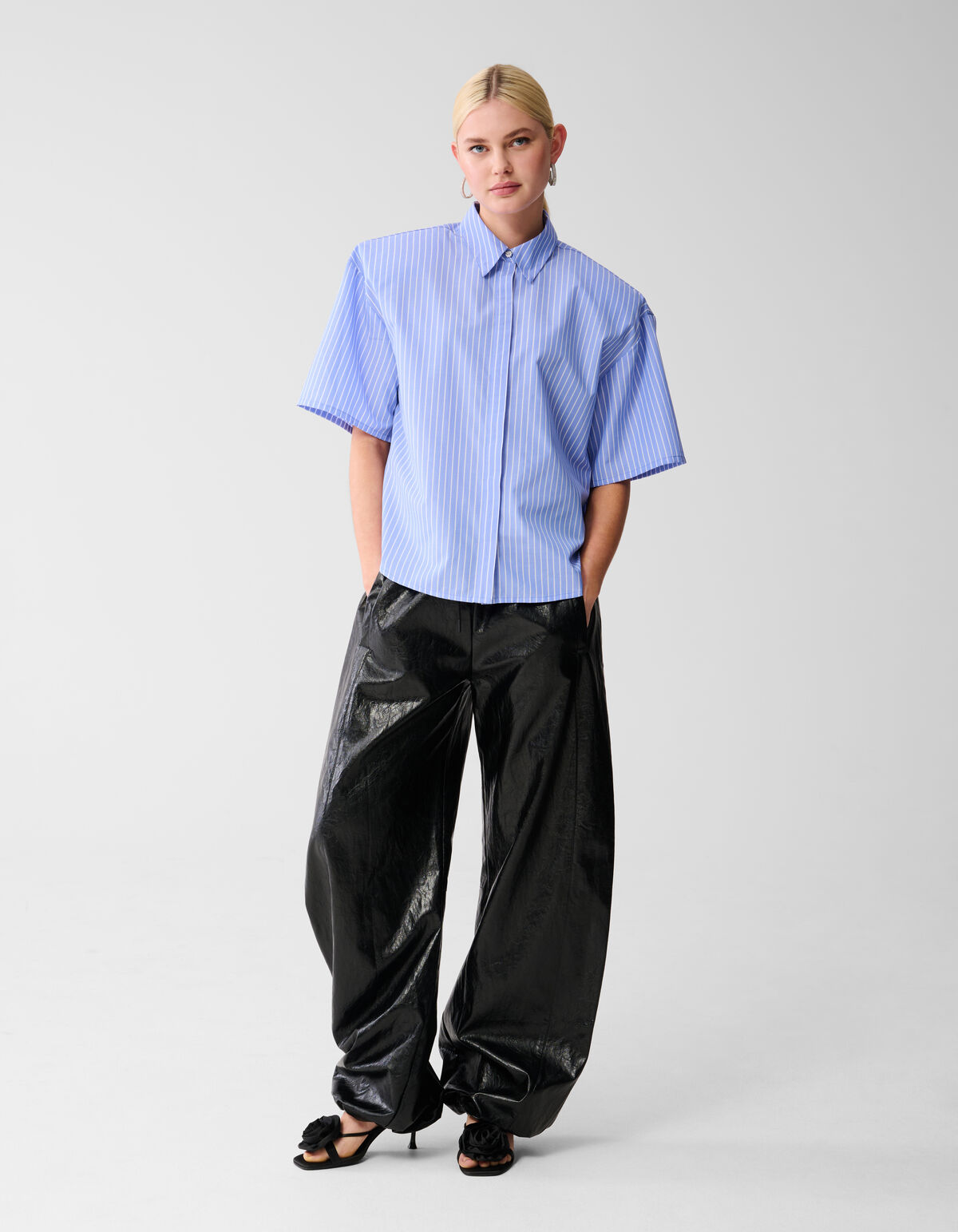 Übergroße Bluse mit Nadelstreifen Hellblau SHOEBY WOMEN