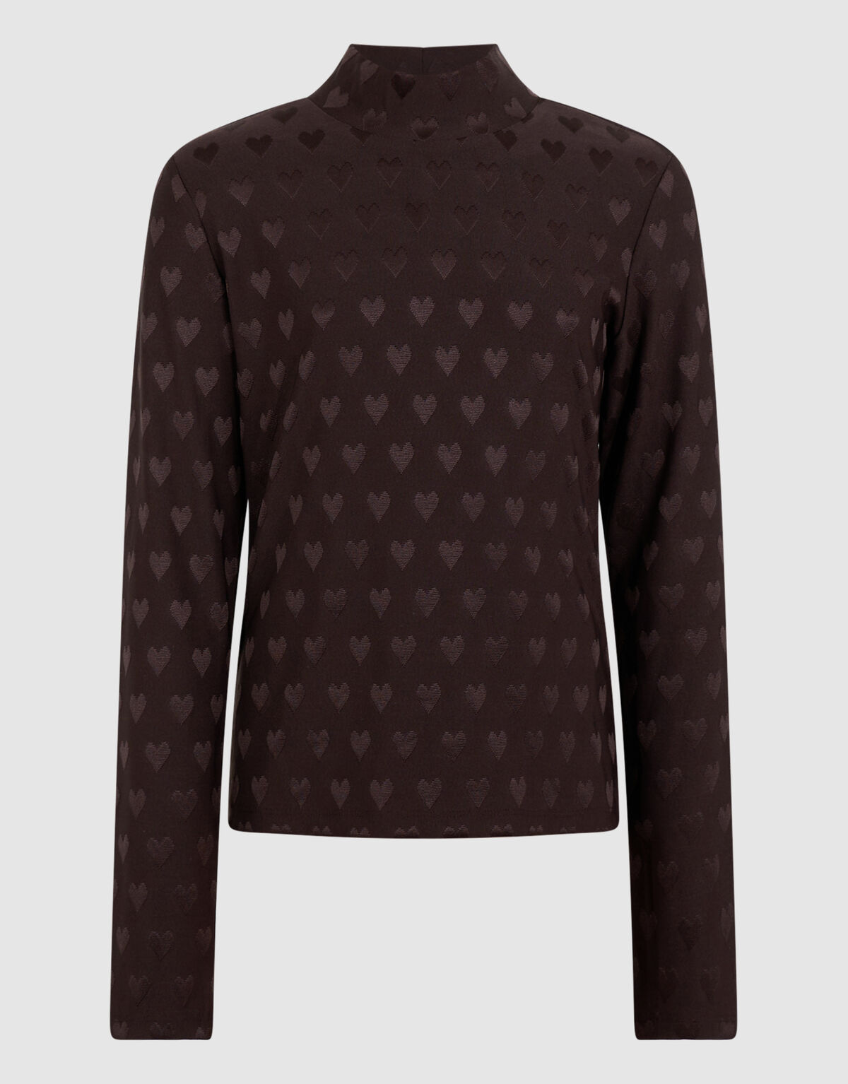 Heart Printed Longsleeve Top Donkerbruin SHOEBY GIRLS