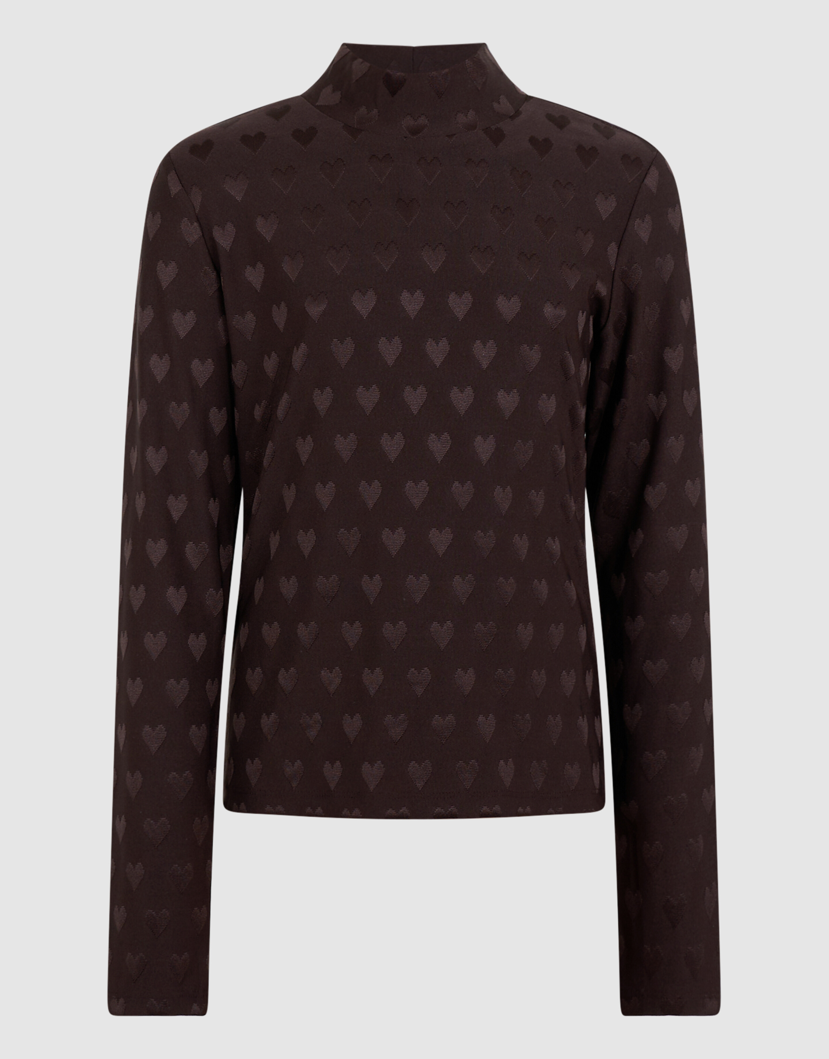 Heart Printed Longsleeve Top Donkerbruin SHOEBY GIRLS