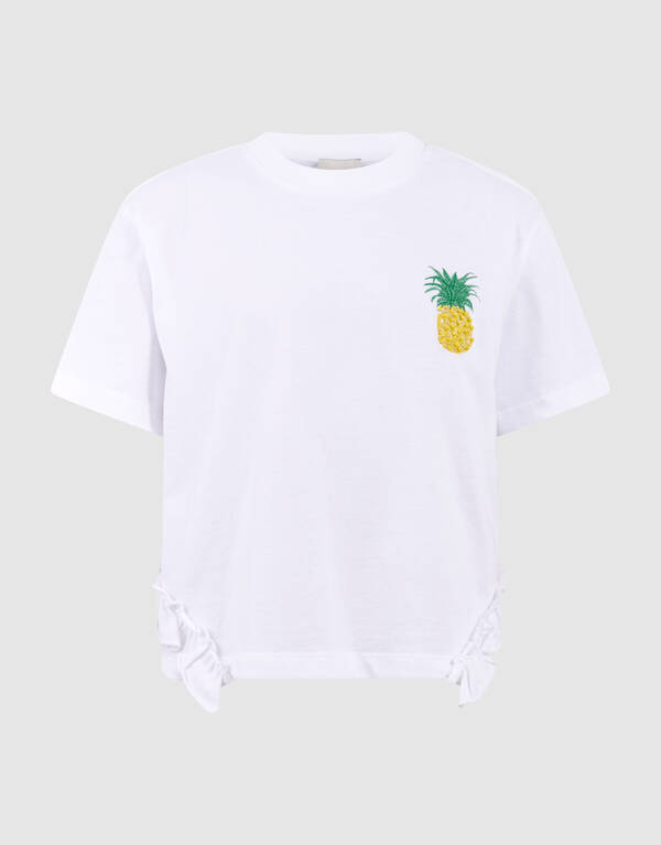 Ruffle Pineapple T-Shirt Wei&szlig; SHOEBY GIRLS