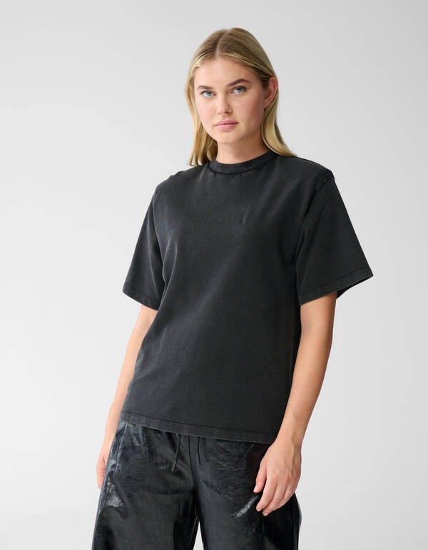 Gefüttertes gewaschenes Sweat-T-Shirt Donkergrijs SHOEBY WOMEN