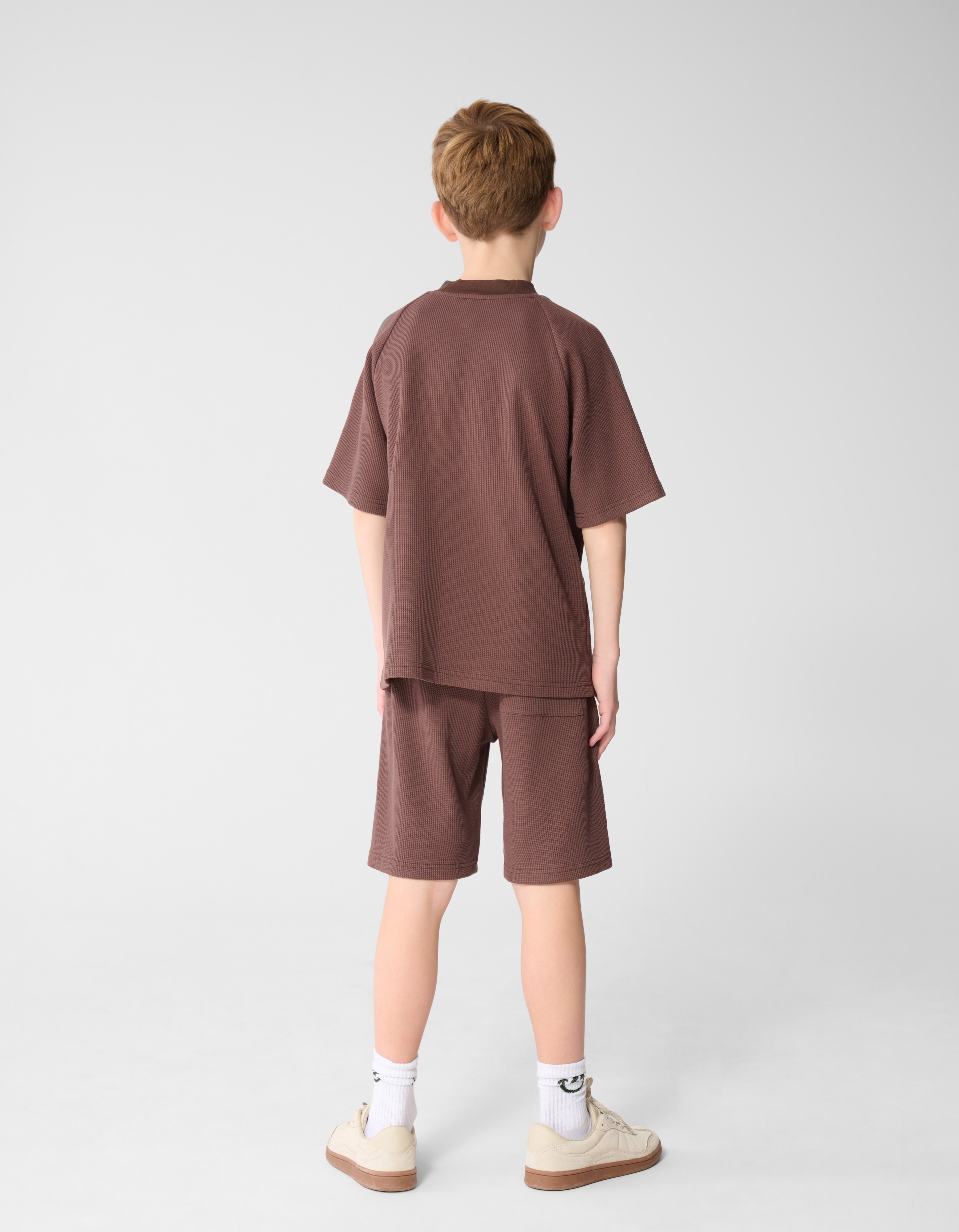 Waffelstruktur T-Shirt Dunkelbraun SHOEBY BOYS