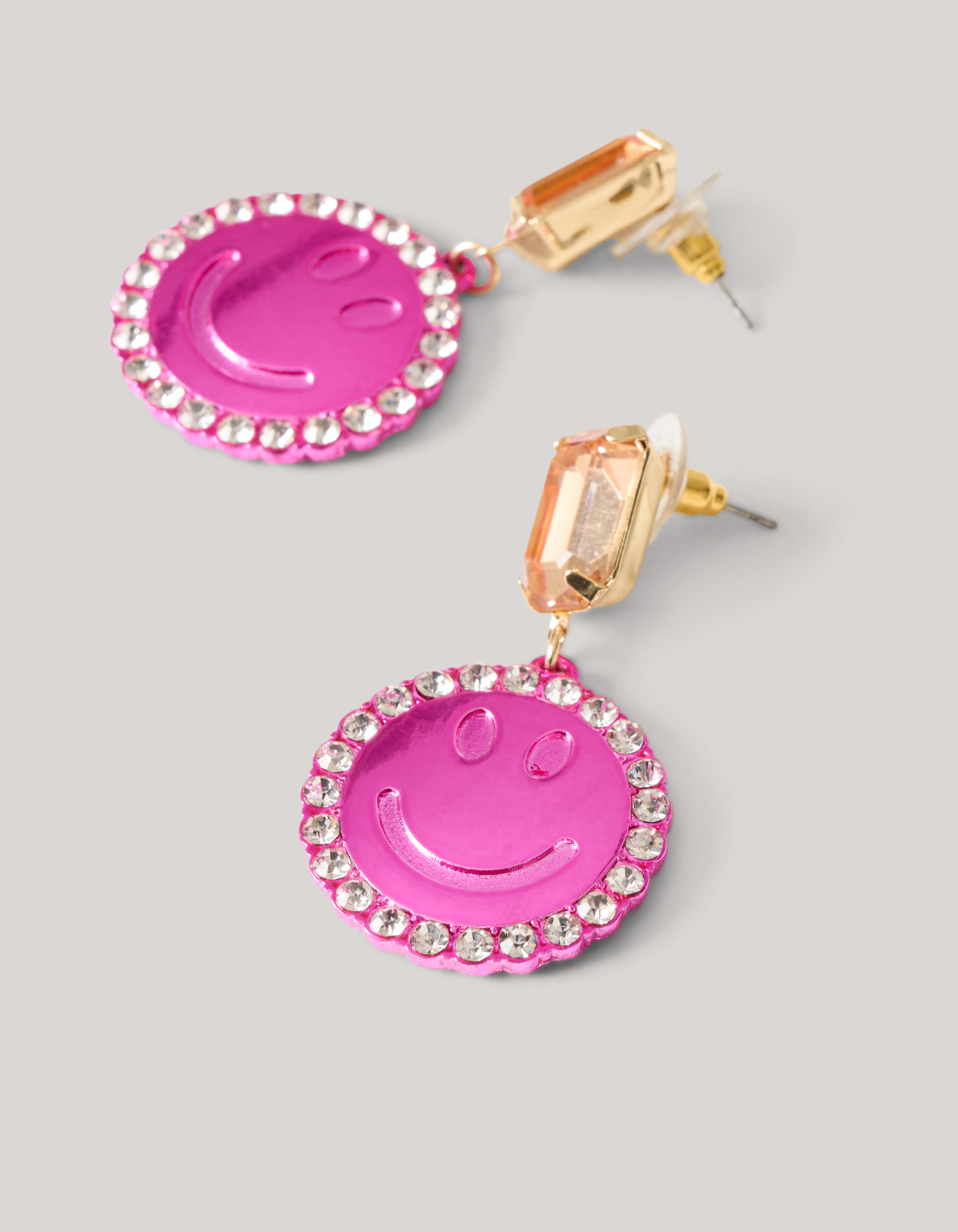 Strass-Smiley-Ohrringe Rosa SHOEBY ACCESSOIRES