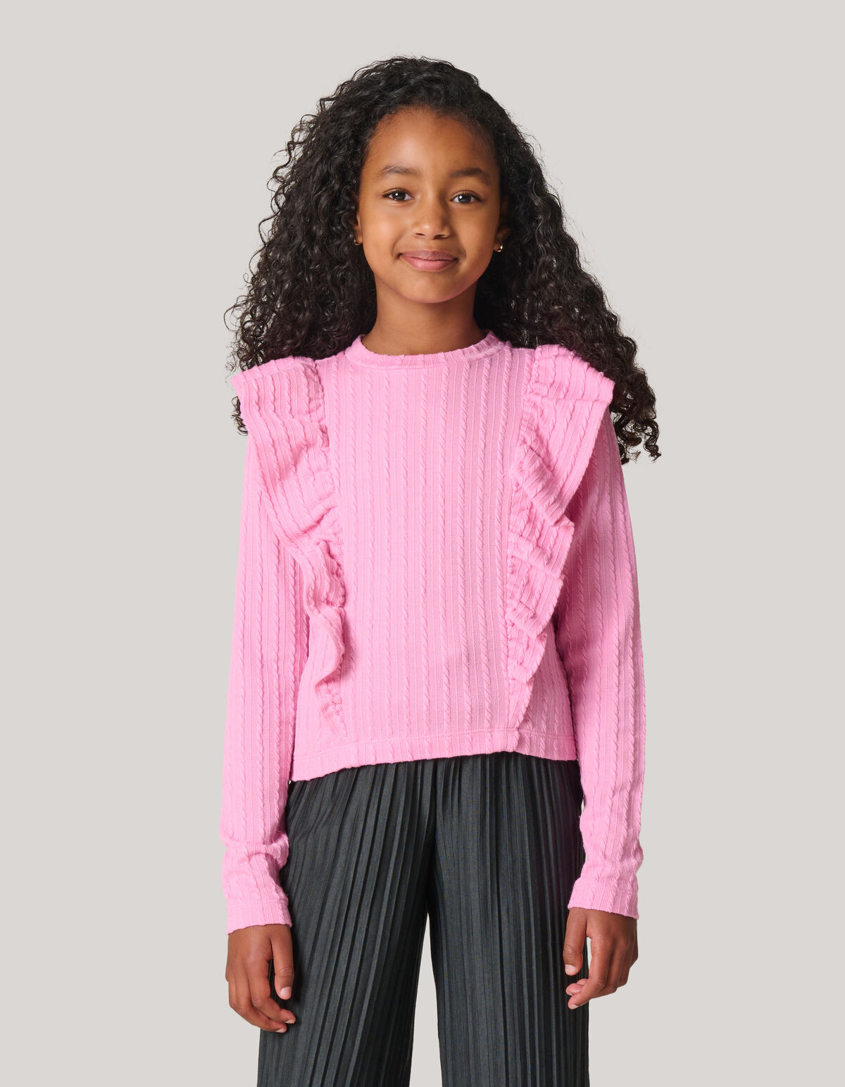 Kabel-R&uuml;schen-Top Rosa SHOEBY GIRLS