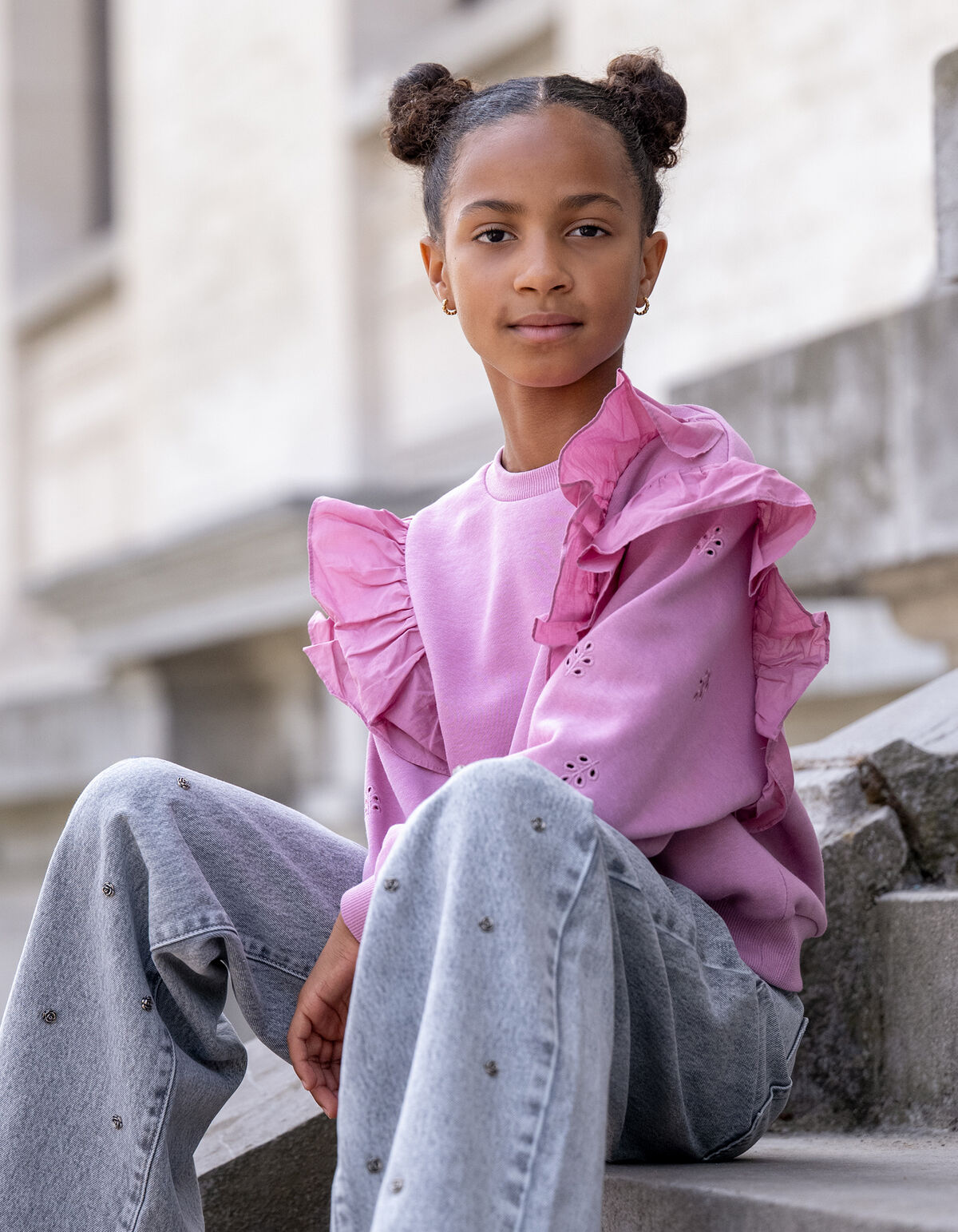 Pullover mit Rüschenstickerei Rosa SHOEBY GIRLS