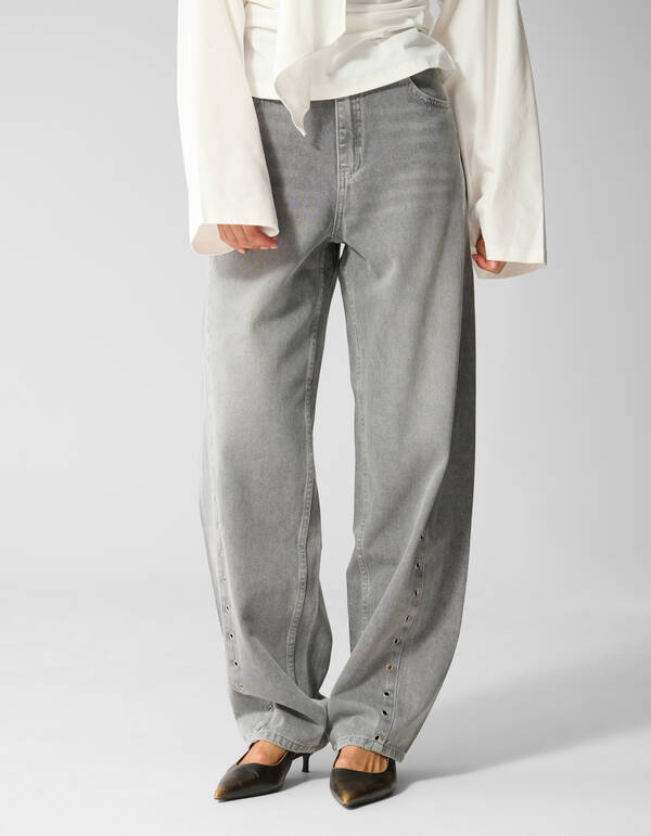 Eyelet Barrel Fit Jeans Grau SHOEBY WOMEN