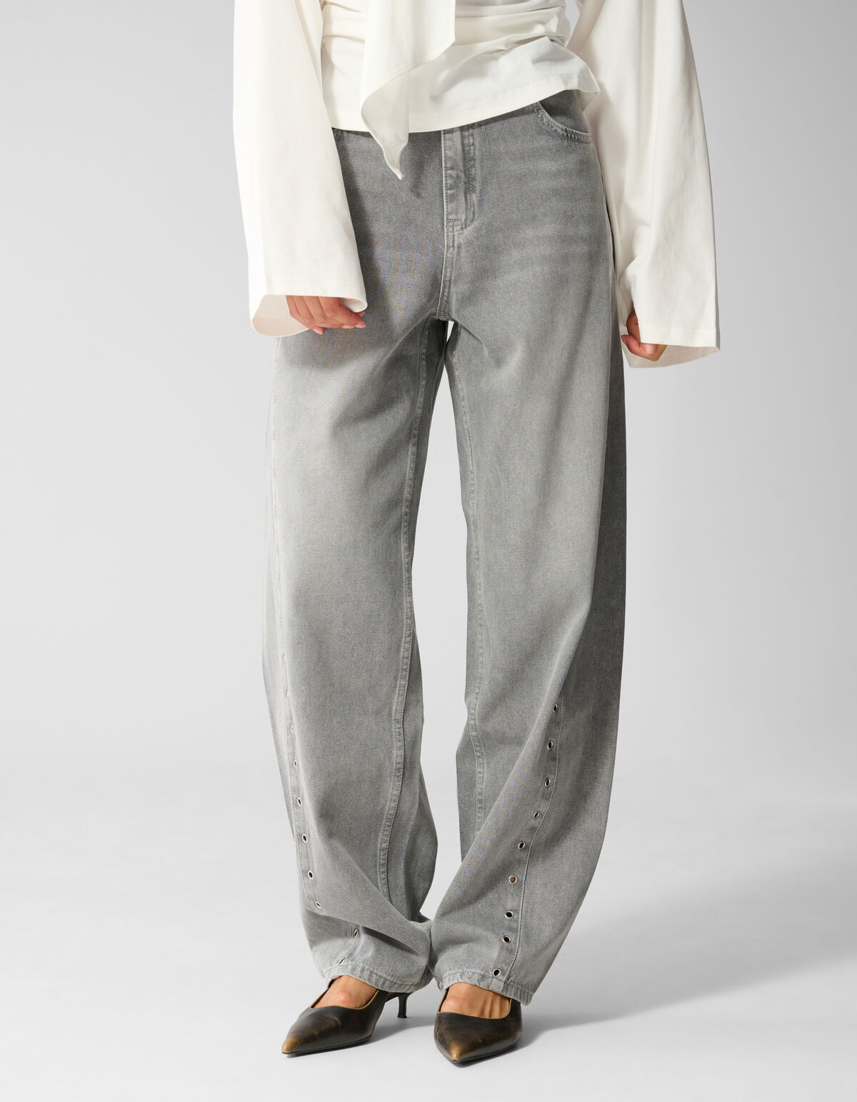 Eyelet Barrel Fit Jeans Grau SHOEBY WOMEN