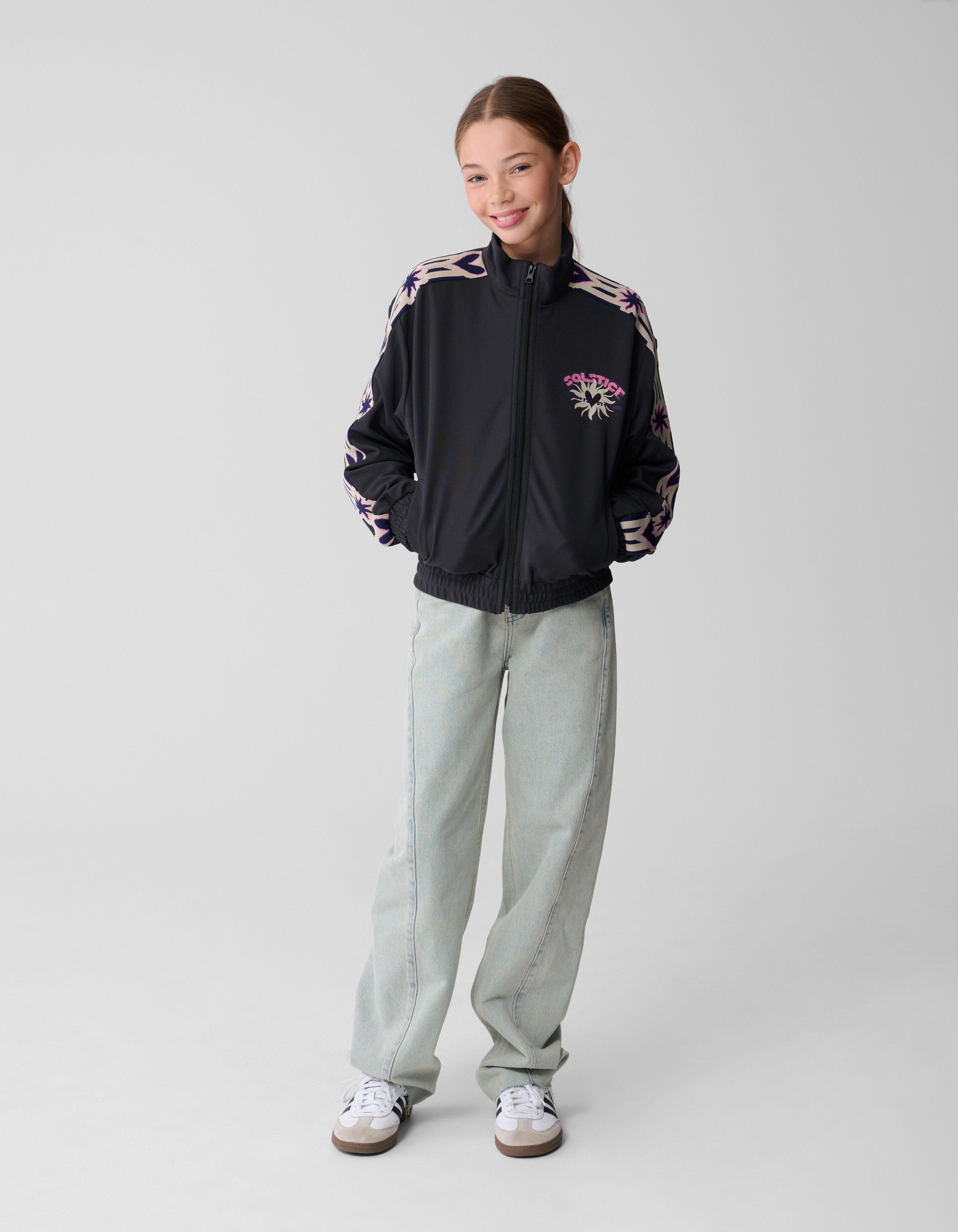 Jacke mit Reißverschluss und Herzband in Dunkelgra SHOEBY GIRLS