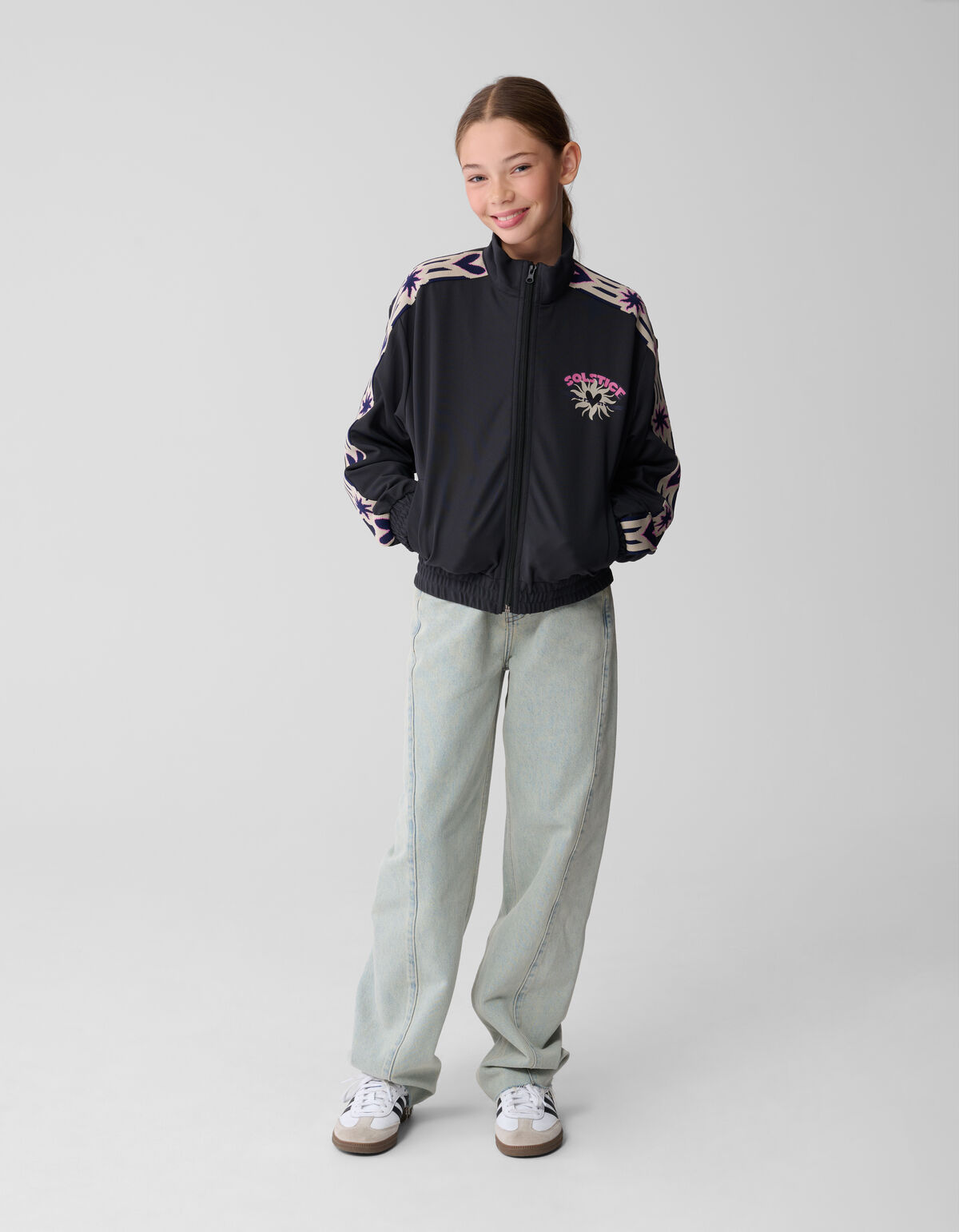Jacke mit Reißverschluss und Herzband in Dunkelgra SHOEBY GIRLS