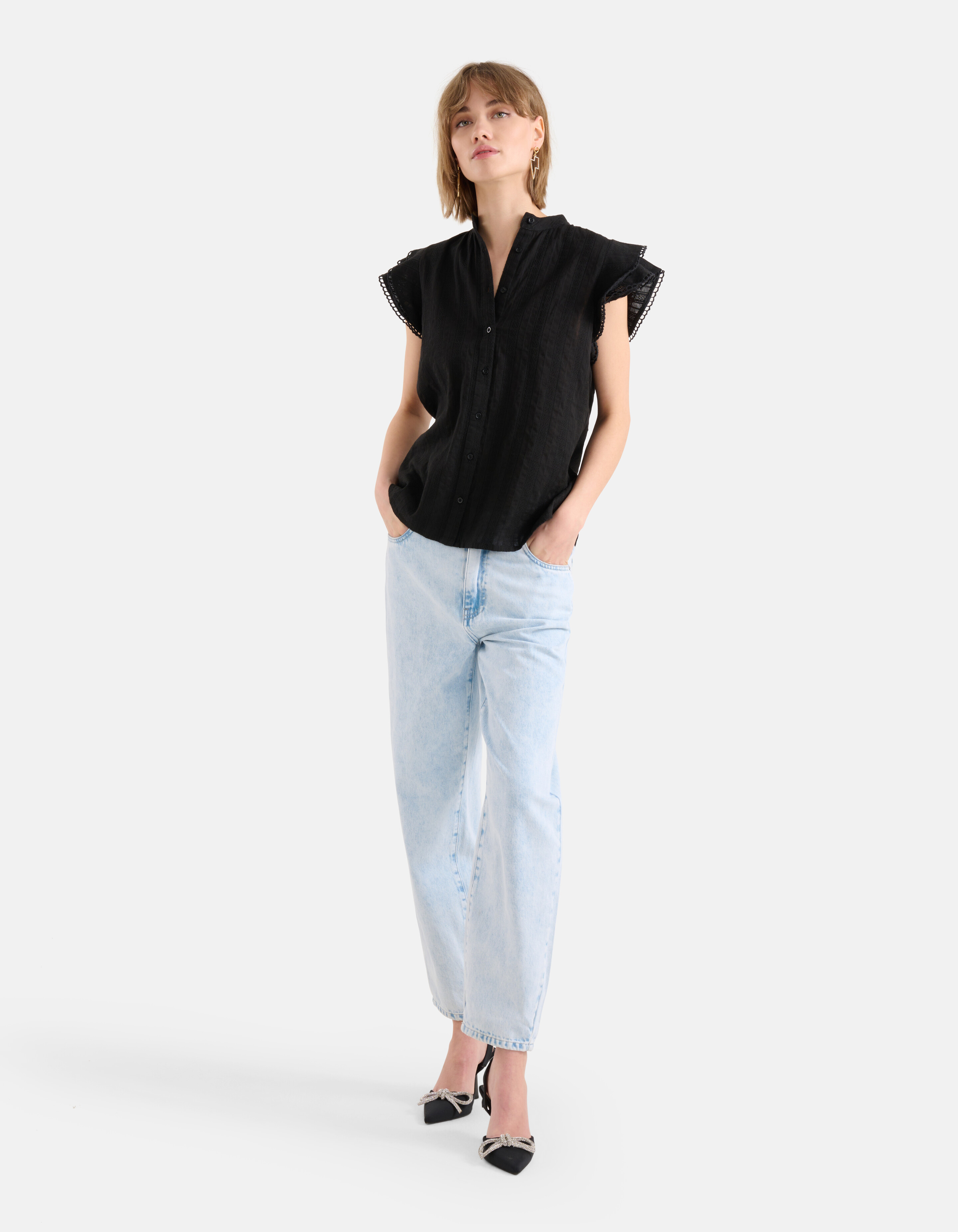 Besticktes Top Schwarz SHOEBY WOMEN