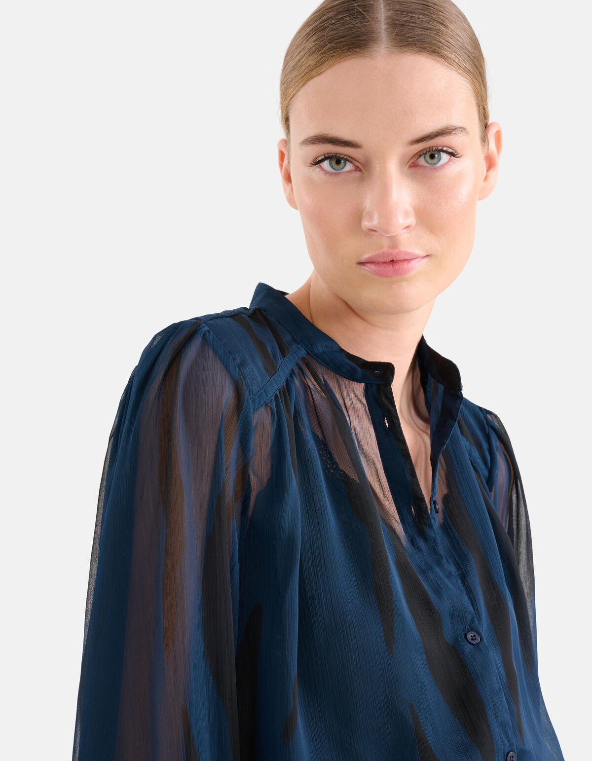 Bluse mit zweifarbigem Druck Dunkelblau SHOEBY WOMEN