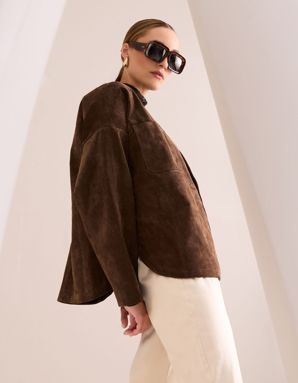 Entspannter Schnitt Wildlederjacke Braun von Mieke SHOEBY WOMEN