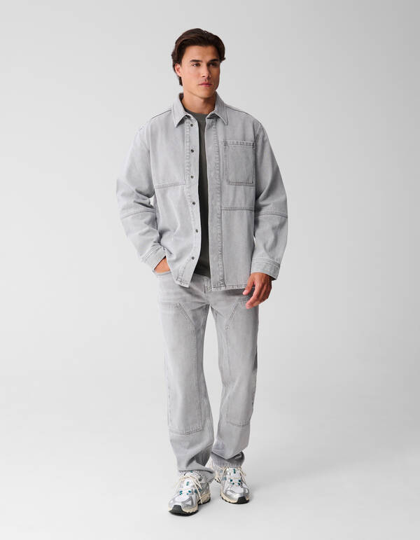 Patched Denim &Uuml;berhemd Grau SHOEBY MEN
