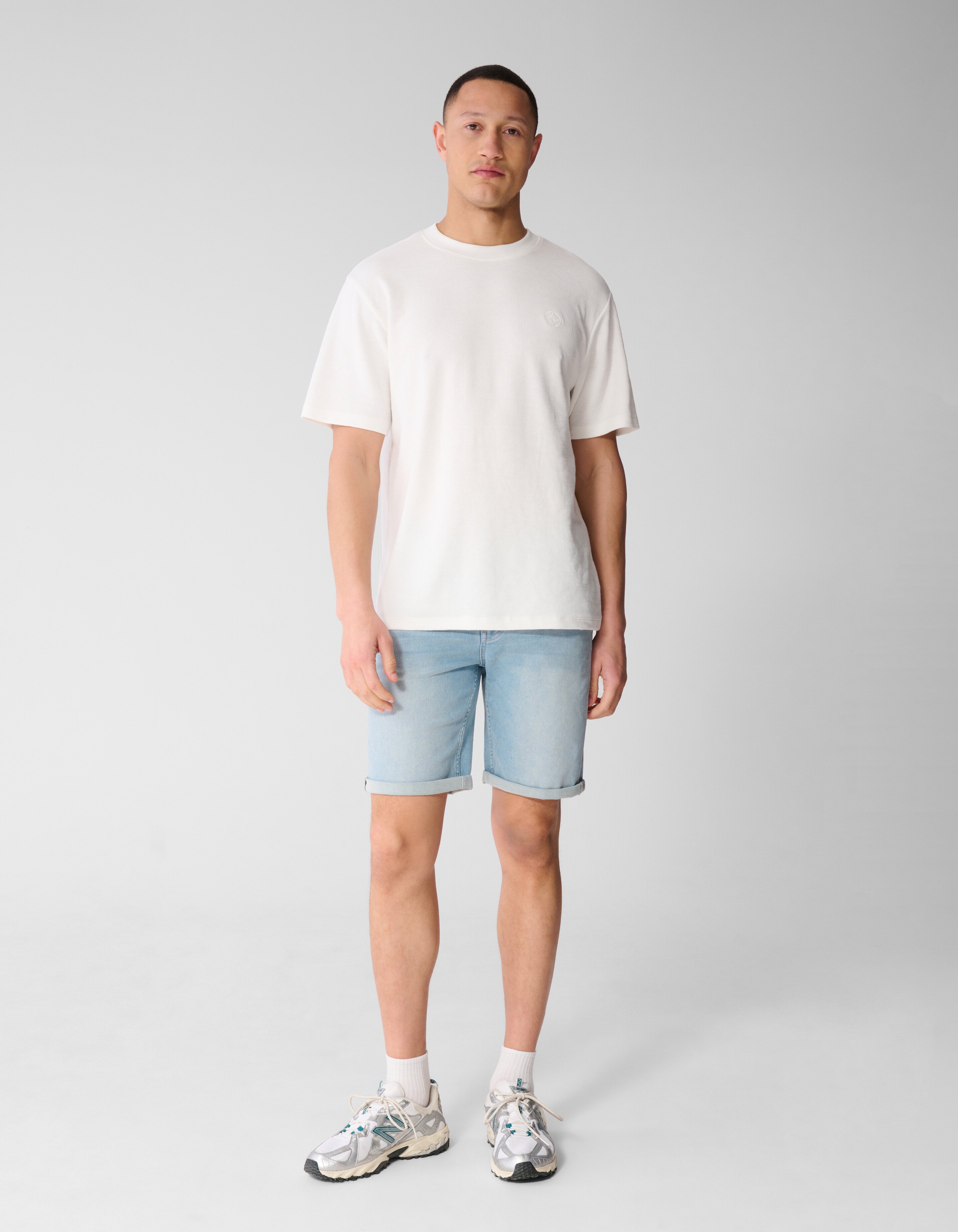 Spark Struktur T-Shirt Gebrochen Wei&szlig; SHOEBY MEN