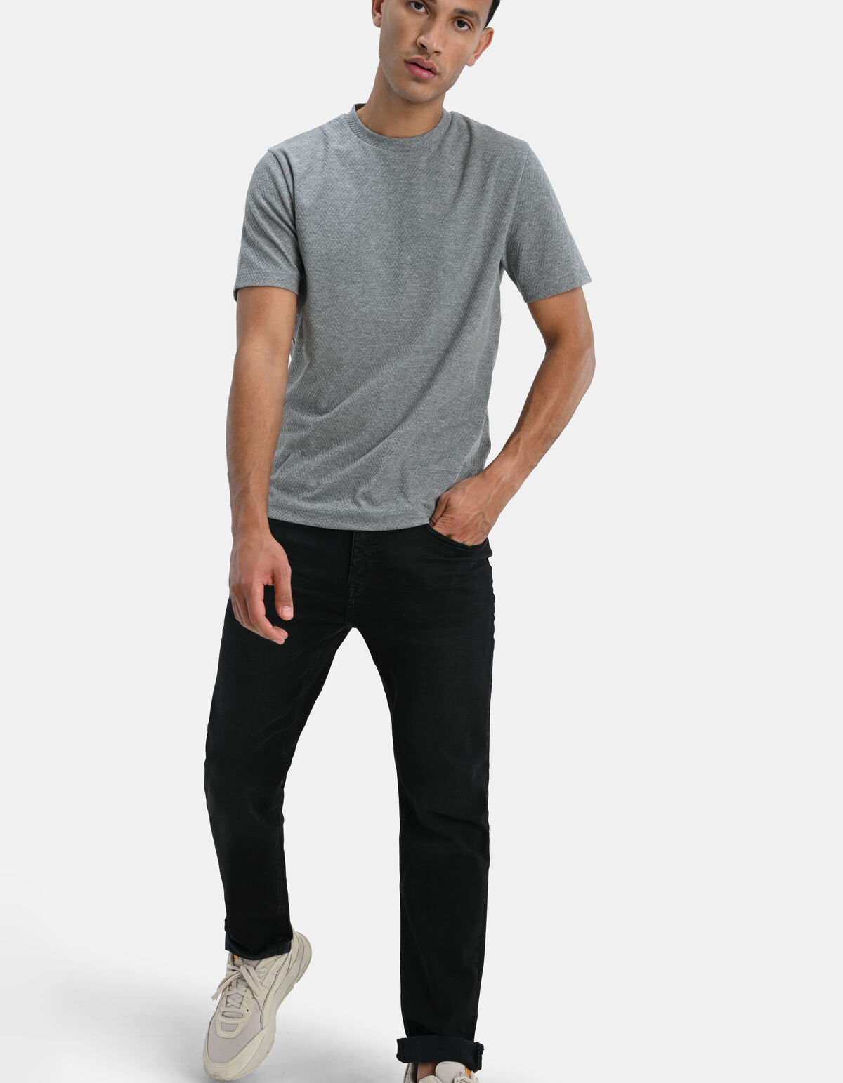 Straight Jeans Washed Schwarz Länge 34 Refill
