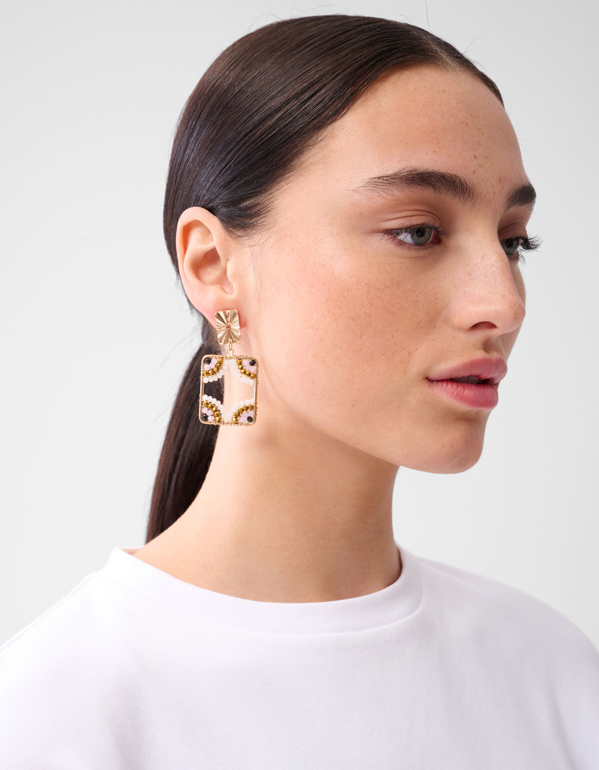 Quadratische Ohrringe mit Perlen Gold SHOEBY ACCESSOIRES