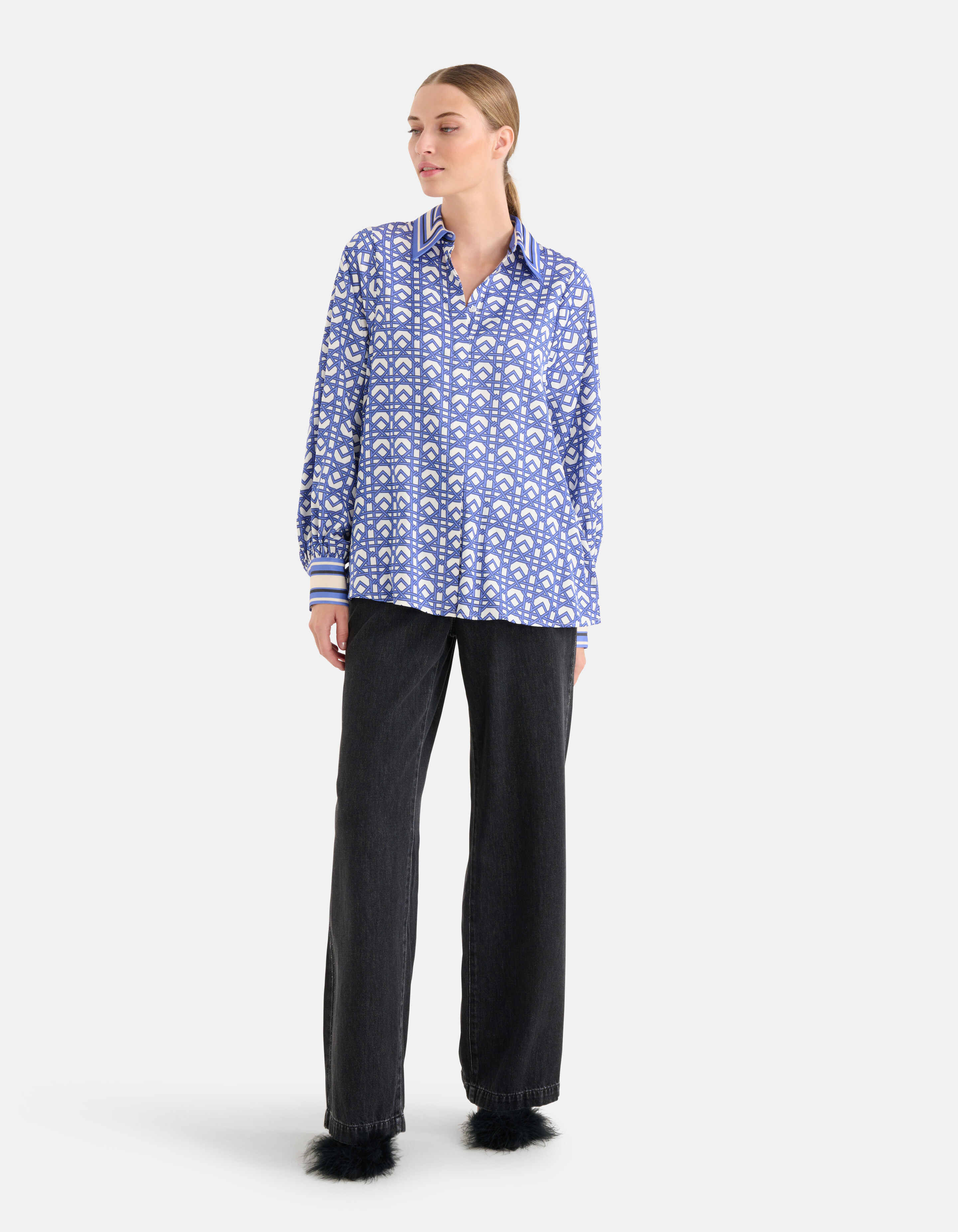 Grafik-Retro-Bluse Lila SHOEBY WOMEN