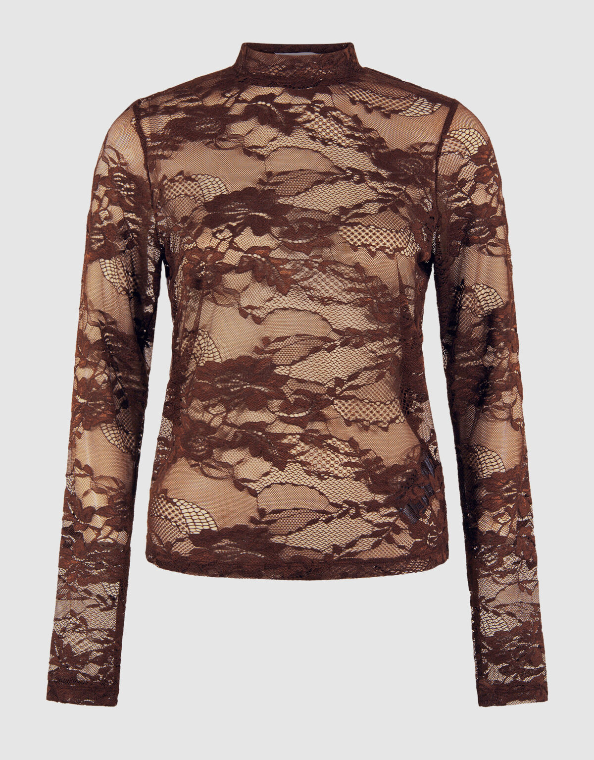 Braunes Spitzentop mit Blumenmuster SHOEBY WOMEN