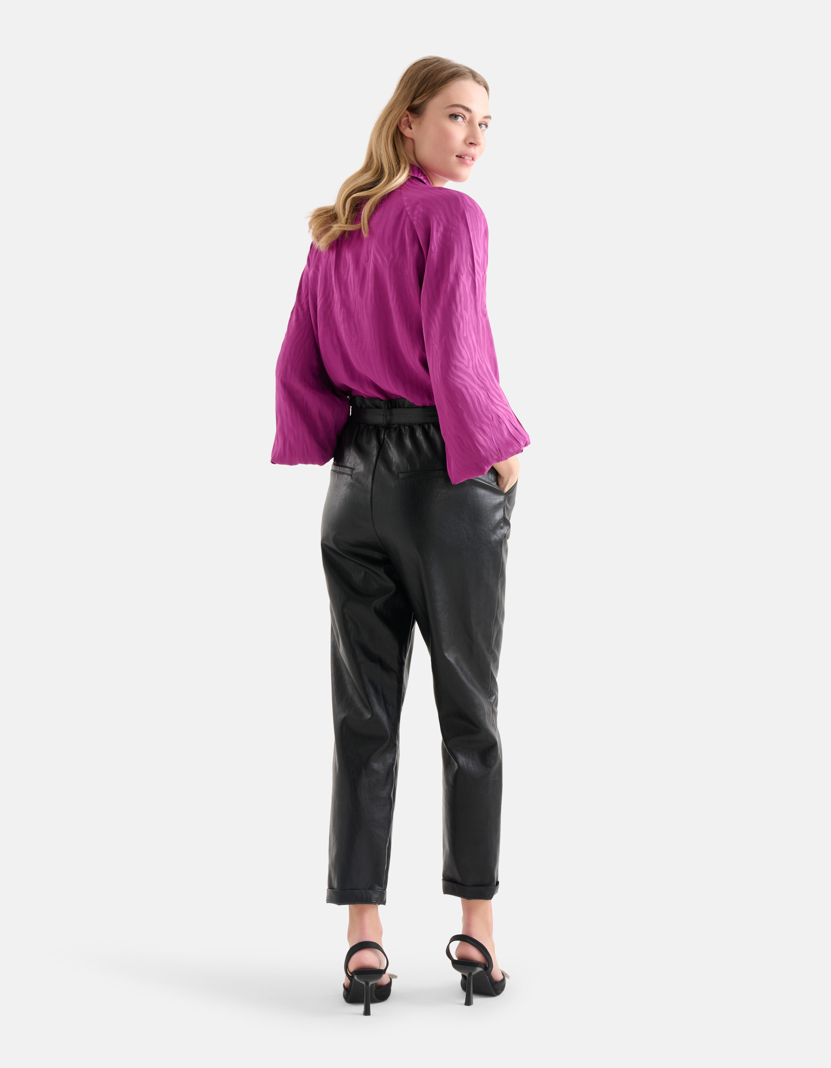 Entspannte Jacquard-Bluse Dunkelrosa SHOEBY WOMEN