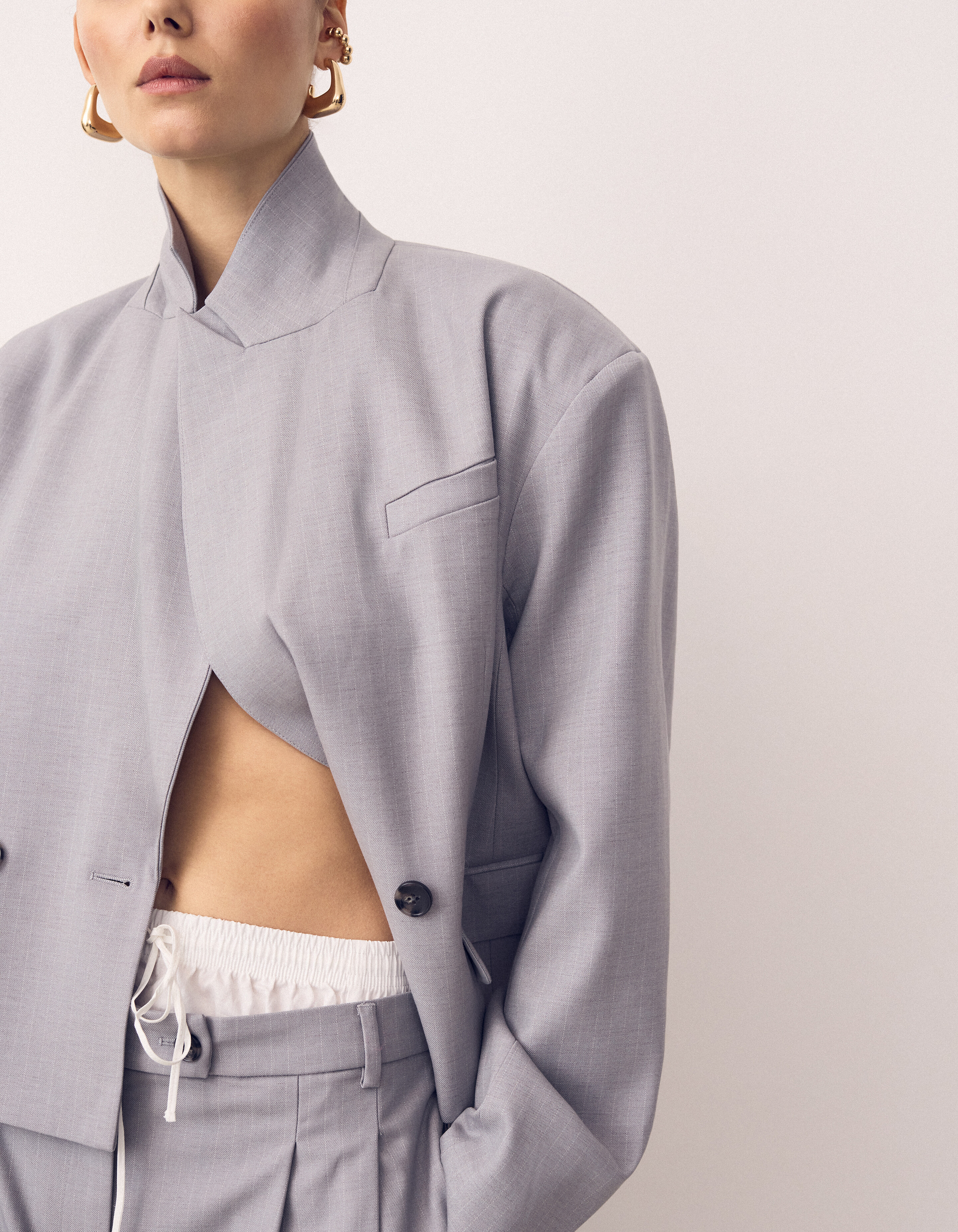 Pinstripe Barrel Fit Hose Hellgrau SHOEBY WOMEN