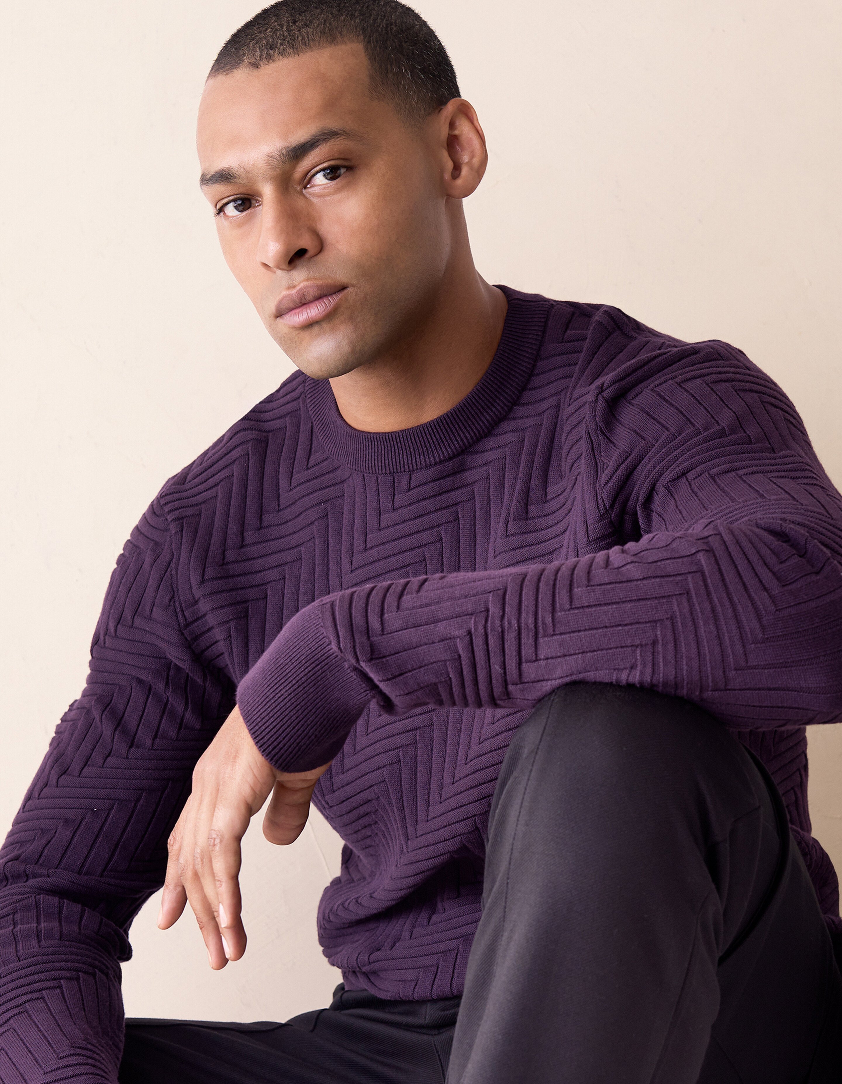 Strukturstrickpullover Dunkelrot SHOEBY MEN