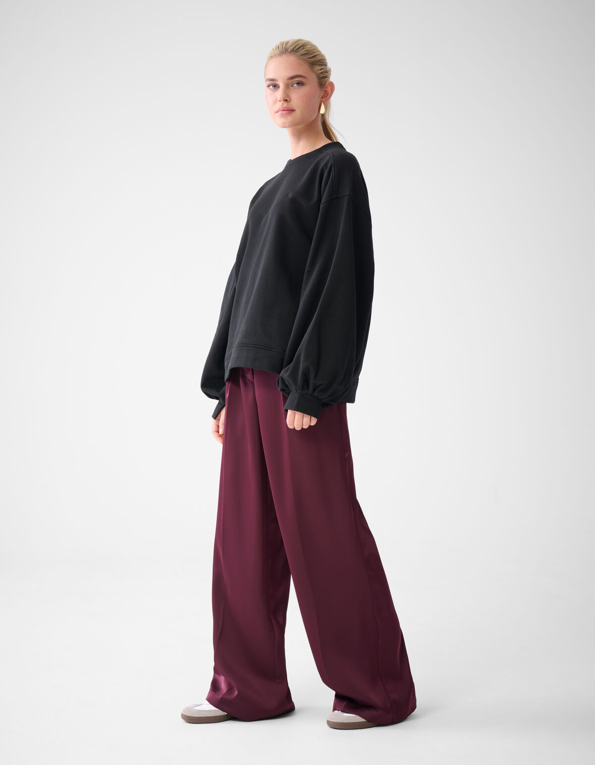 Satin Pantaloons mit weitem Bein Dunkelrot von Lon SHOEBY WOMEN