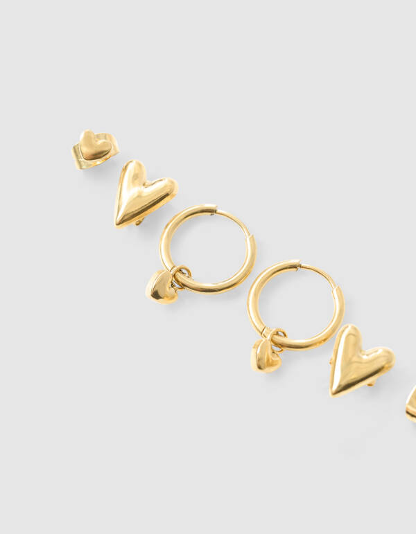 Herz Ohrringe Set Gold SHOEBY ACCESSOIRES