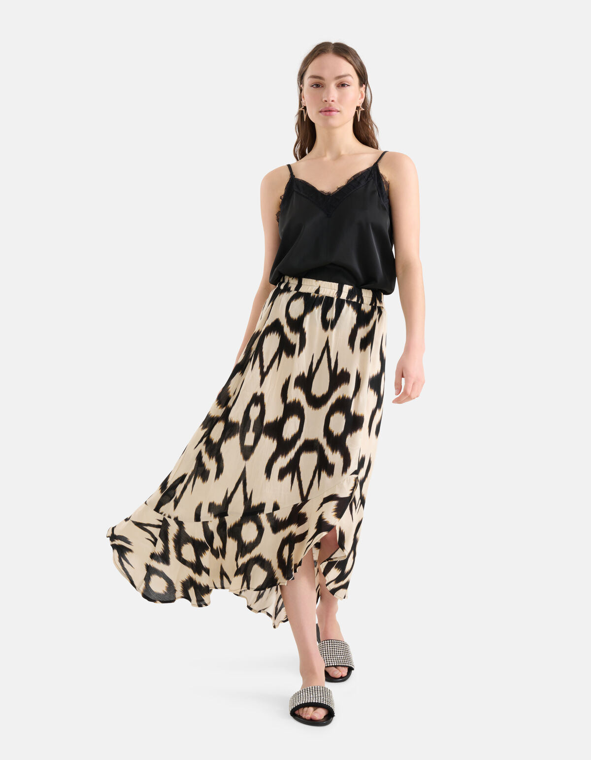 Crinkle Midirock Schwarz/Off-weiß SHOEBY WOMEN