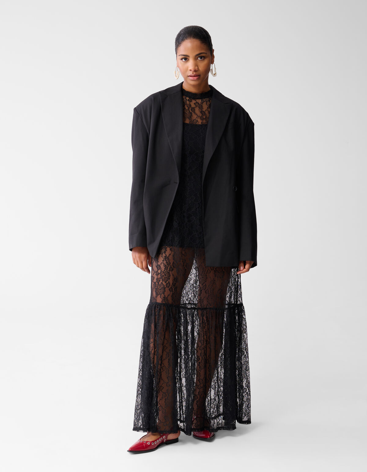 Maxikleid aus Spitze Schwarz SHOEBY WOMEN