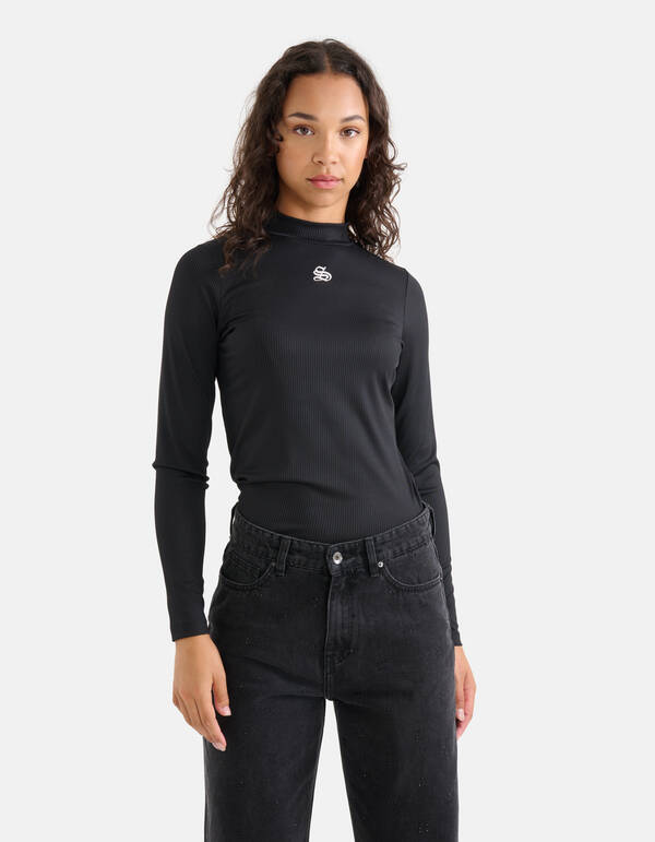 Rippstrick-Rollkragenpullover Schwarz SHOEBY WOMEN