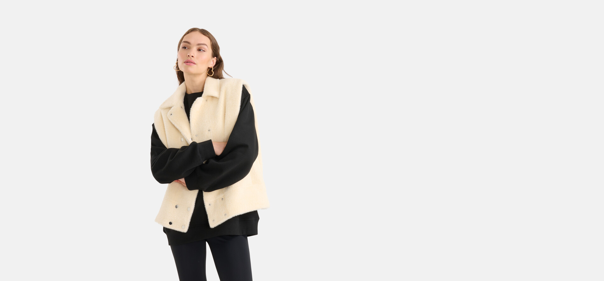 Faux Fur Gilet Gebroken Wit SHOEBY WOMEN