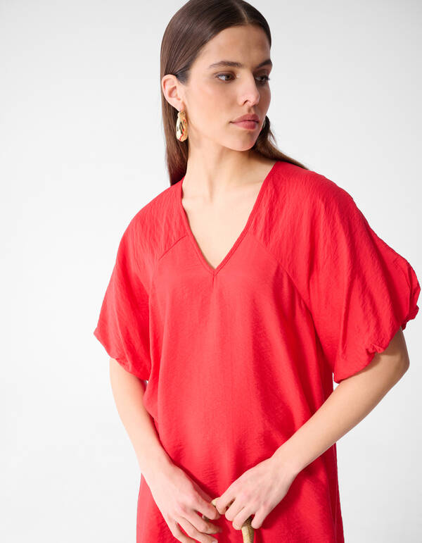 V-Ausschnitt Mini Kleid Rot SHOEBY WOMEN