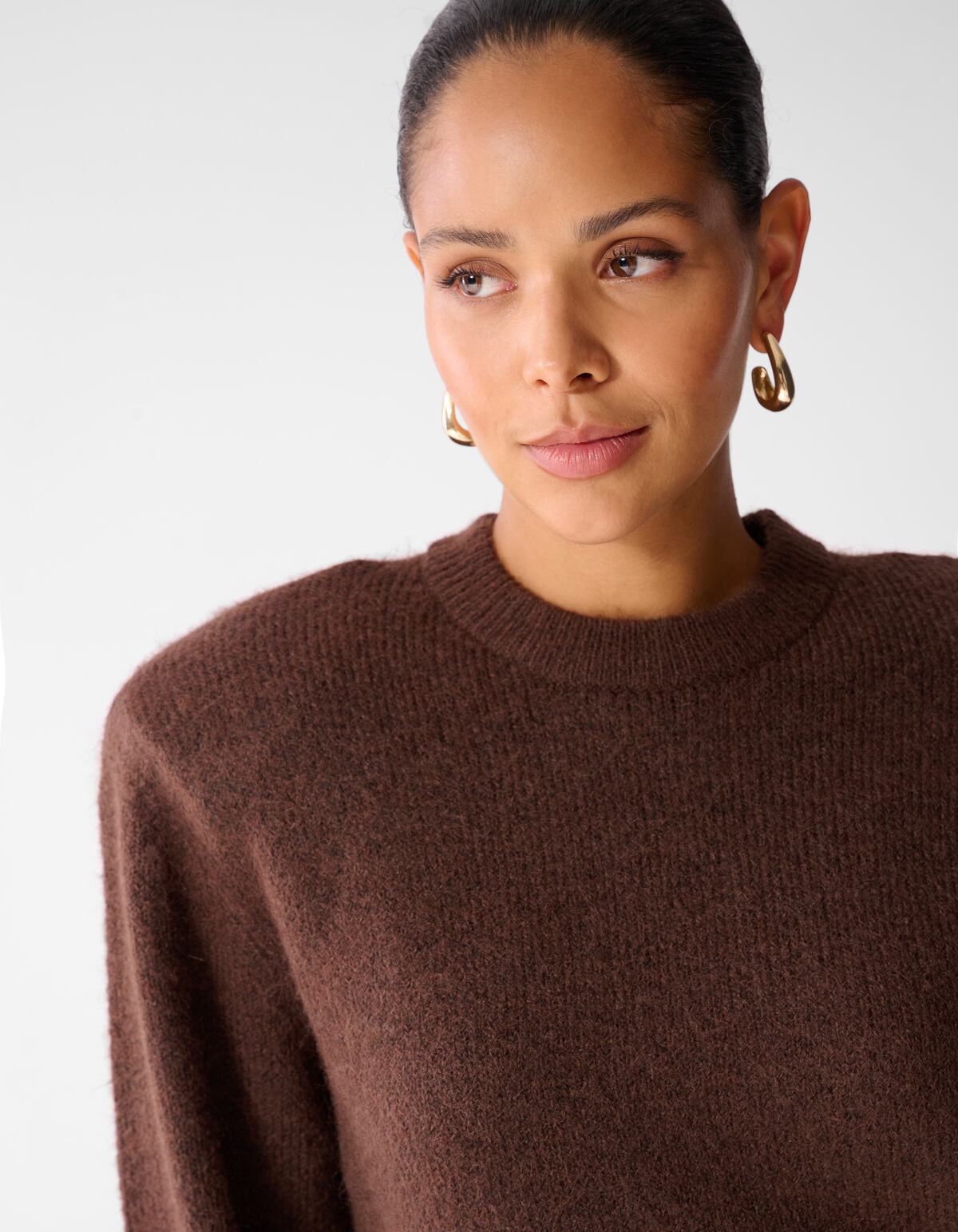 Strickpullover Mit Rundhalsausschnitt Braun SHOEBY WOMEN