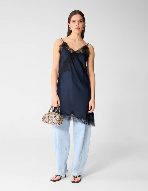 Asymmetrische Kanten Mini Kleid Dunkelblau SHOEBY WOMEN