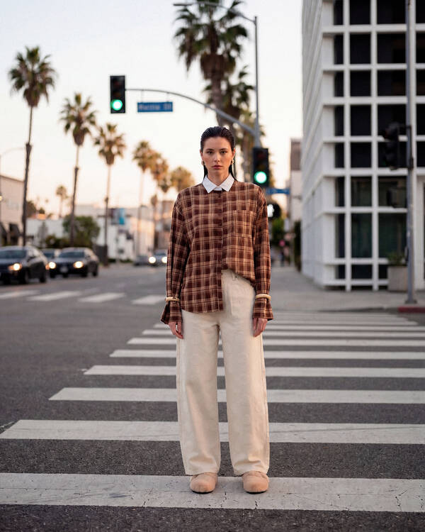 Bluse mit &uuml;bergro&szlig;en Karos, braun SHOEBY WOMEN