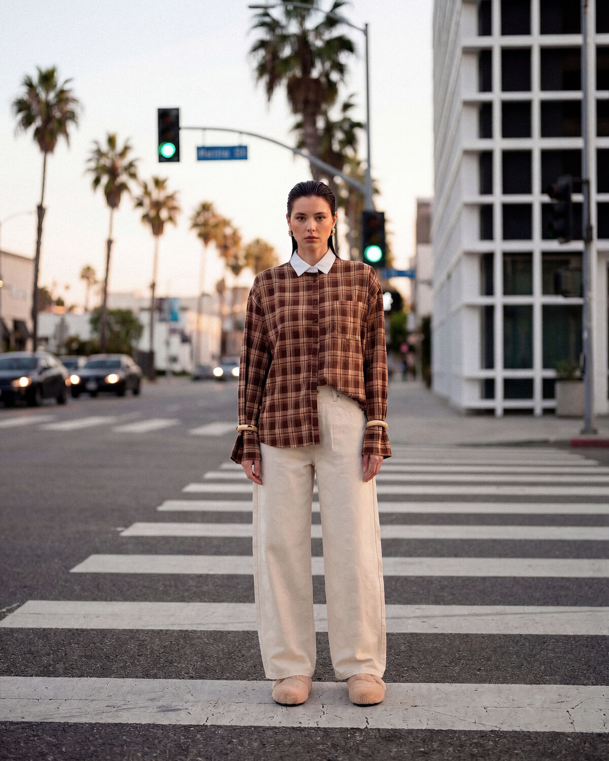 Bluse mit &uuml;bergro&szlig;en Karos, braun SHOEBY WOMEN