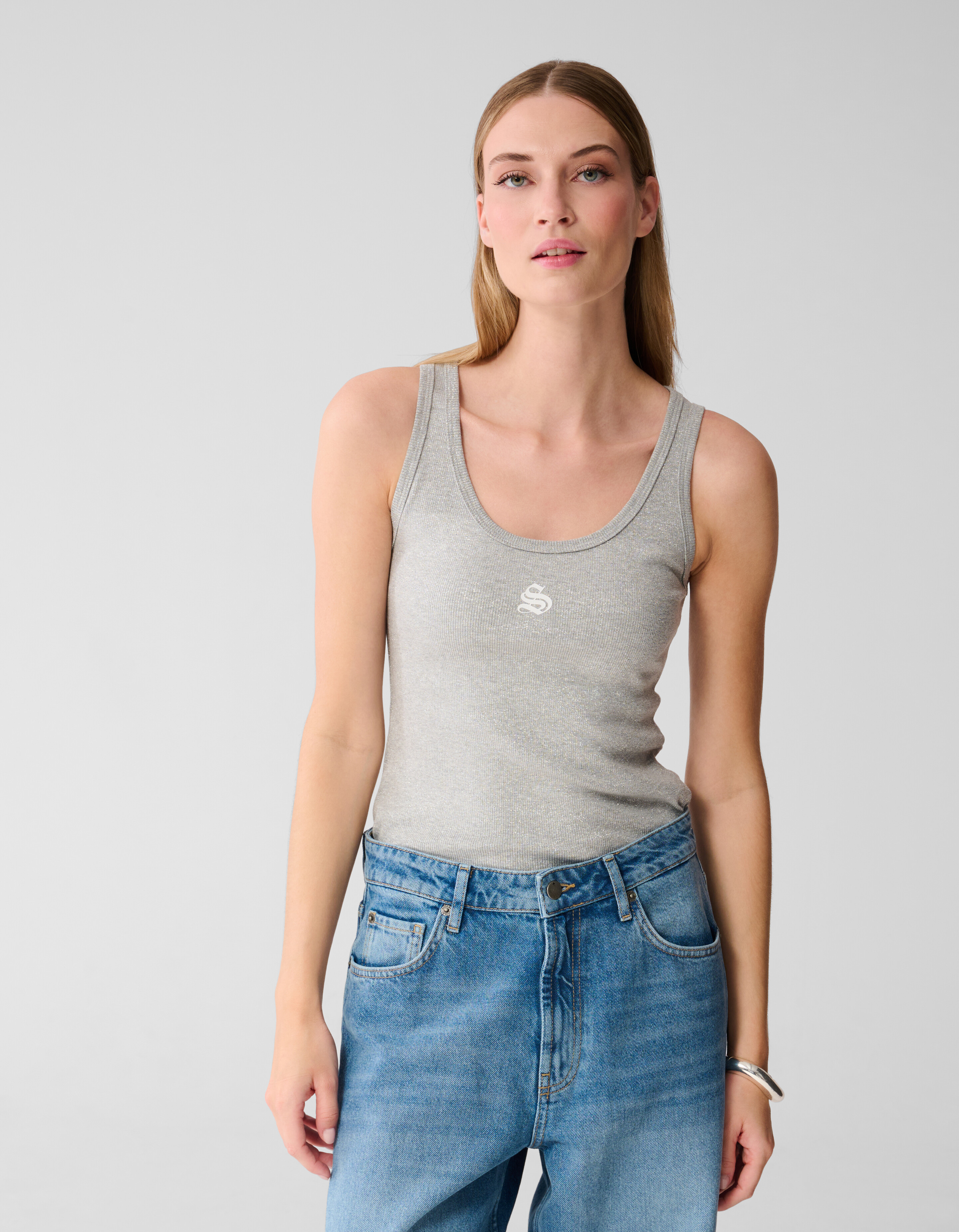 Lurex Shoeby Logo Tanktop Silber SHOEBY WOMEN