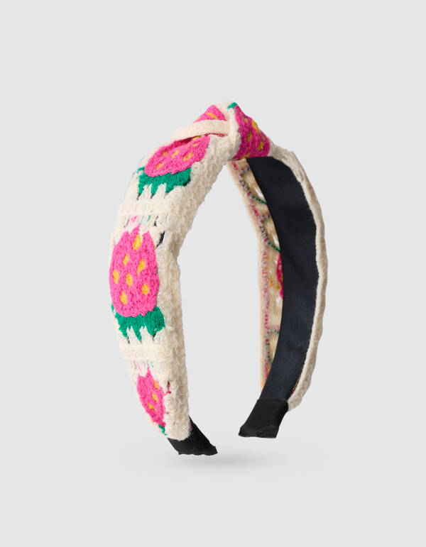 Gestricktes Erdbeer-Haarband Gebrochen Wei&szlig; SHOEBY ACCESSOIRES