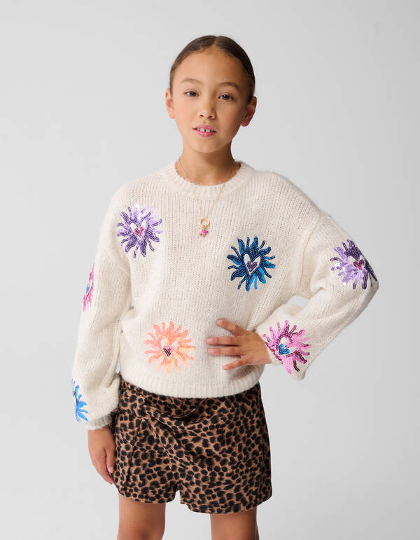 Pailletten Strickpullover Gebrochen Weiß SHOEBY GIRLS